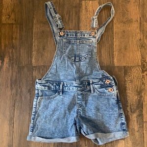 Denim overall shorts